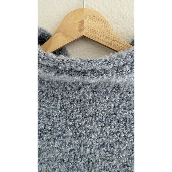 J. Jill 2X Tunic Sweater Blue Pullover Mock Neck Acrylic Mohair Textured Fuzzy - Picture 4 of 9